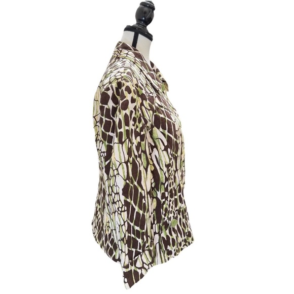 Bob Mackie Studio Women’s Linen Giraffe Print Jacket Blazer Size 12 Earthy Artsy - Picture 3 of 8